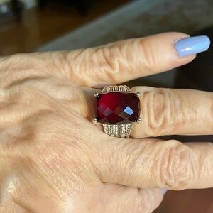David Yurman Wheaton Red Gemstone Silver Ring 925